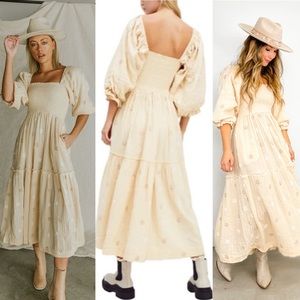 Free People Dahlia Embroidered Maxi Dress - Pearl Island